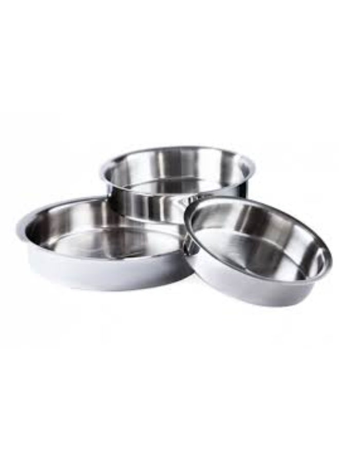 3-Piece Round Stainless Steel Oven Trays Set - Sizes 32, 34, 38 cm